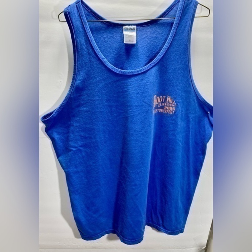 MENS GILDAN ACTIVE WEAR TANK TOP BLUE AND RED SIZE XL